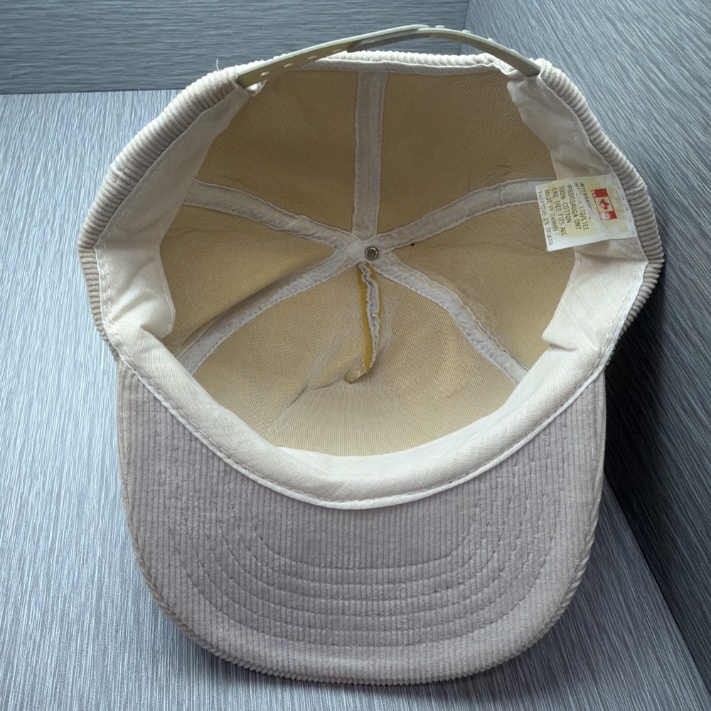 Olympics Corduroy Snapback Hat 1988 Calgary Winter Games Vintage Cream Cap XV - Picture 6 of 8